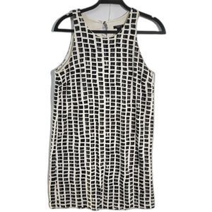Ann Taylor Black and White Windowpane Sleeveless Crew Neck Blouse Petite LP